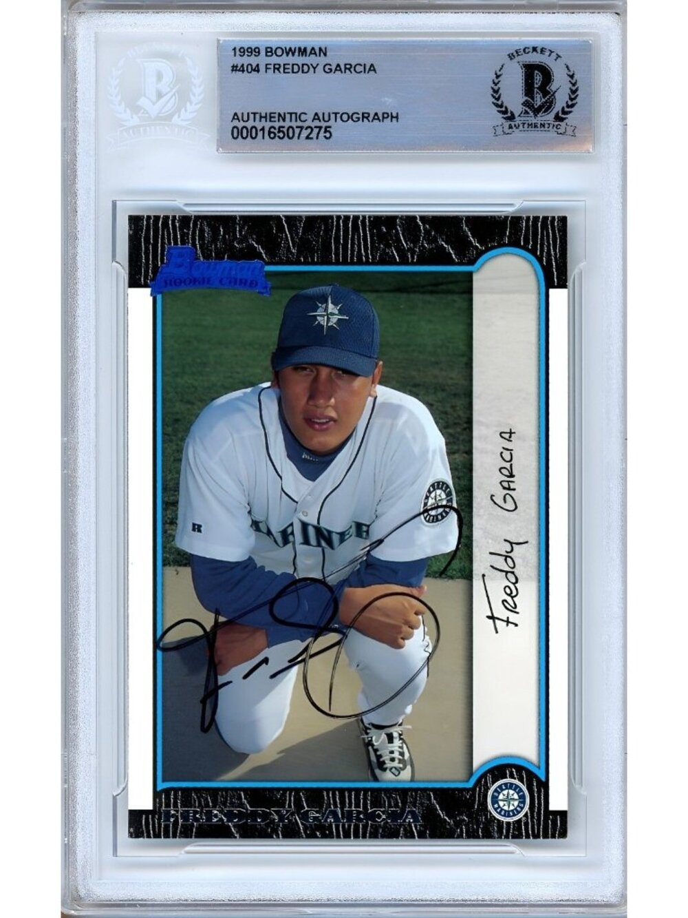 Freddy Garcia Signed 1999 Bowman #404 RC Seattle Mariners Beckett BAS Slabbed